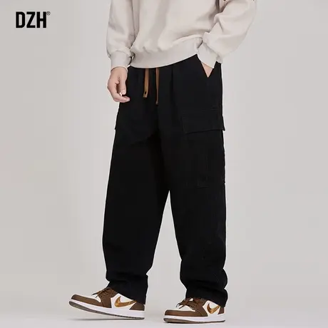 男士黑色直筒工装裤潮牌男秋季休闲裤纯棉裤子男款宽松直筒裤长裤商品大图