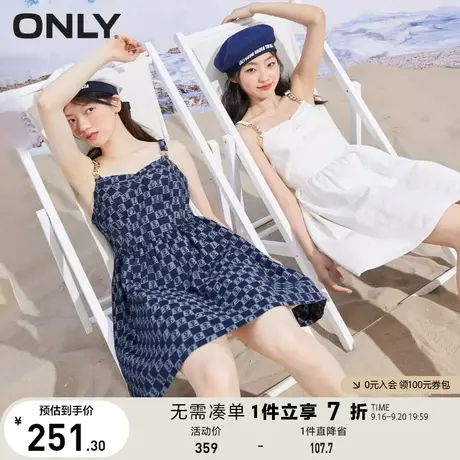 【买4免1】ONLY奥莱夏季收腰显瘦牛仔吊带连衣裙女图片