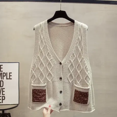 v领针织开衫马甲背心女2024春秋新款宽松外穿马夹外搭毛衣坎肩潮商品大图