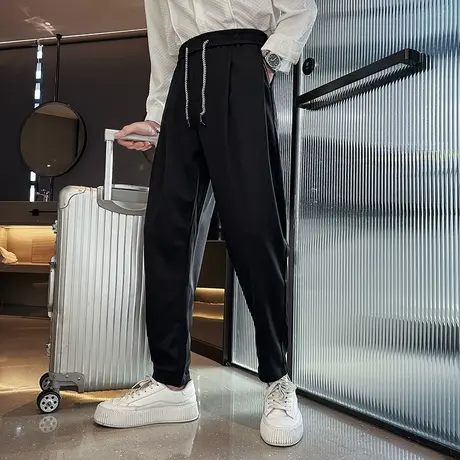 2023秋季宽松纯色直筒休闲裤百搭INS运动裤潮流垂感卫裤哈伦裤商品大图