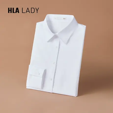 HLA/海澜之家通勤长袖衬衫2024春夏新款职场商务正装白色衬衣女装商品大图
