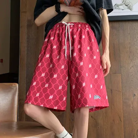 短裤男夏季冰丝美式复古潮牌ins休闲宽松外穿大码百搭五分中裤子商品大图