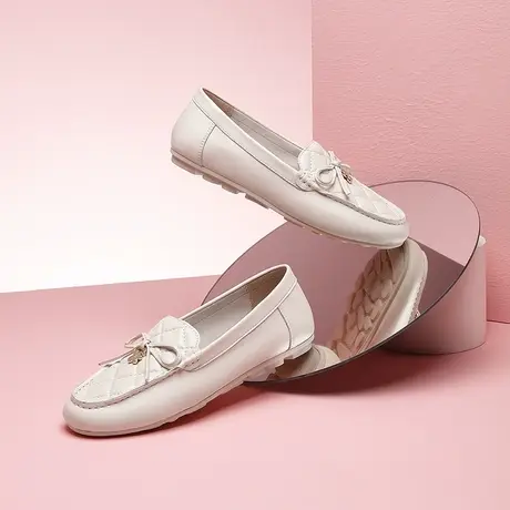 【门店发货】康龙女鞋 2024春季新款精致蝴蝶结乐福鞋一脚蹬舒适图片