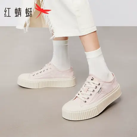 红蜻蜓厚底帆布鞋2023夏季新款女鞋平底透气饼干小白鞋学院面包鞋图片