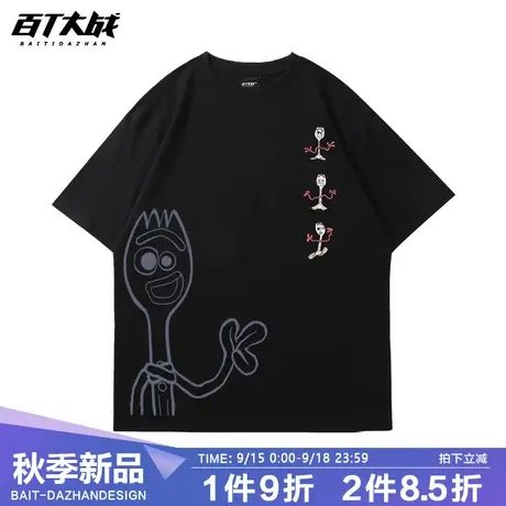 玩具总动员联名系列纯棉短袖T恤男女2023新款夏季圆领情侣上衣商品大图