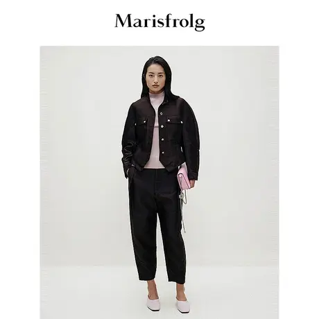 【商场同款】玛丝菲尔2024春季新款美拉德气质衬衫立领短外套女商品大图