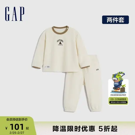 Gap男幼童冬季LOGO摇粒绒睡衣睡裤套装儿童装保暖家居服890128商品大图