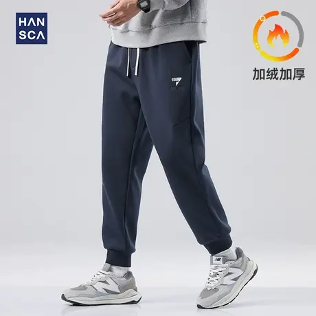 hansca奥粒绒束脚卫裤男秋冬季重磅加绒加厚保暖宽松休闲运动长裤商品大图