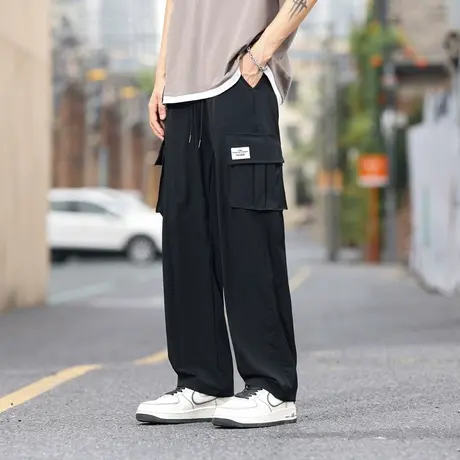 防泼水直筒工装裤男春秋黑色户外冲锋裤宽松加大码美式休闲裤子潮商品大图