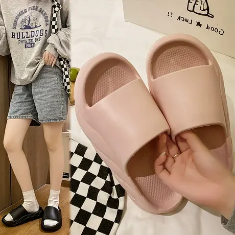 EVA厚底踩屎感凉拖鞋女夏纯色家居浴室洗澡防滑软底椰子凉拖外穿商品大图