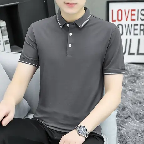 男士短袖polo衫翻领t恤2023新款夏季冰丝凉感有领半袖保罗上衣服图片