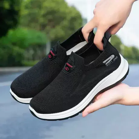 老北京布鞋女一脚蹬夏季款软底透气网鞋妈妈网面运动老年老人鞋子商品大图