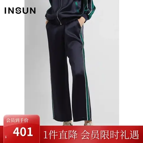 恩裳2023早春新品醋酸顺滑运动裤侧边高级撞色直筒休闲裤图片