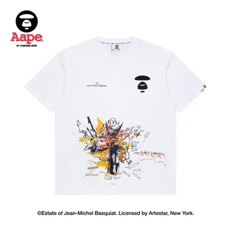 Aape联名Jean Michel Basquiat艺术家迷彩猿颜街头短袖T恤9664XXK商品大图