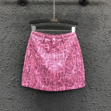 韩版简约豹纹牛仔半身裙女2023春夏新款洋气减龄显瘦a字包臀短裙图片