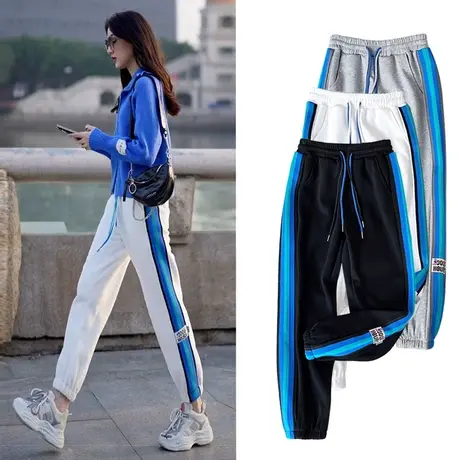 白色运动裤女小个子夏季束脚裤子春秋新款时尚百搭休闲卫裤薄款潮图片