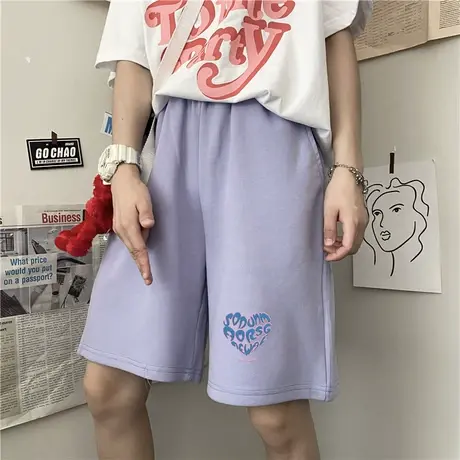 运动短裤女2021夏季薄款宽松直筒休闲裤显瘦高腰五分阔腿裤潮ins商品大图