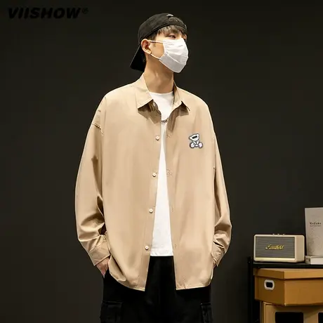 VIISHOW秋季衬衣外套简约高级感垂坠长袖衬衫男宽松休闲潮流上衣商品大图