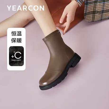 意尔康英伦风平底马丁靴女加绒切尔西靴瘦瘦短靴通勤百搭靴子冬季商品大图