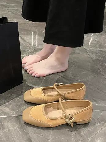 欧洲站女鞋2023秋季新款平底百搭玛丽珍小皮鞋时尚浅口单鞋女欧货图片