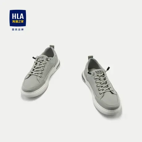 HLA/海澜之家轻质休闲鞋2024新款圆头系带发泡底休闲布面板鞋男商品大图