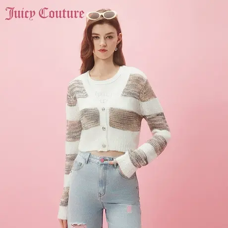 Juicy Couture橘滋春夏新款外套长袖V领长袖短款毛衣千金风女图片