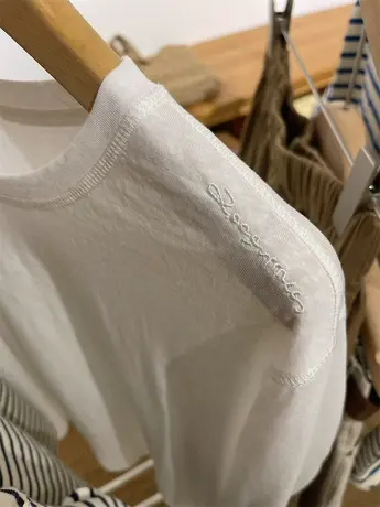 刺绣字母～纯色圆领基础款长袖T恤女2023秋款雪花棉薄款打底衫商品大图