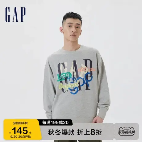 Gap男女装秋季新款街头风LOGO法式圈织软卫衣602145情侣上衣图片