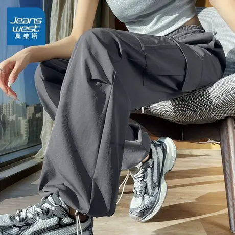KWV真维斯工装裤女款2025新款束脚伞兵裤夏季裤子女宽松bf慵懒风商品大图