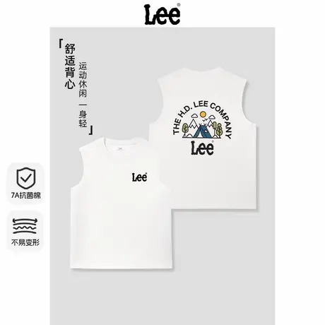 Lee童装男童背心夏薄款短袖t恤儿童无袖坎肩上衣大童白色纯棉衣服图片