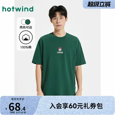 【晚心联名】热风2025夏季新款男士艺术插画系列T恤个性时尚短袖商品大图
