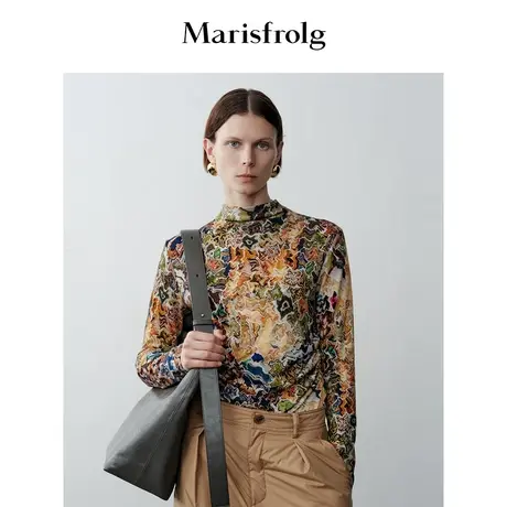 【商场同款】玛丝菲尔2023年冬季新款半高领美利奴羊毛T恤打底衫图片