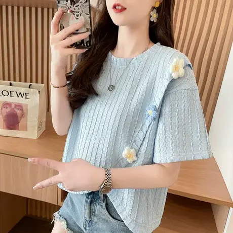 不规则开叉短袖t恤女2025新款夏季韩版宽松设计感小众小个子上衣图片