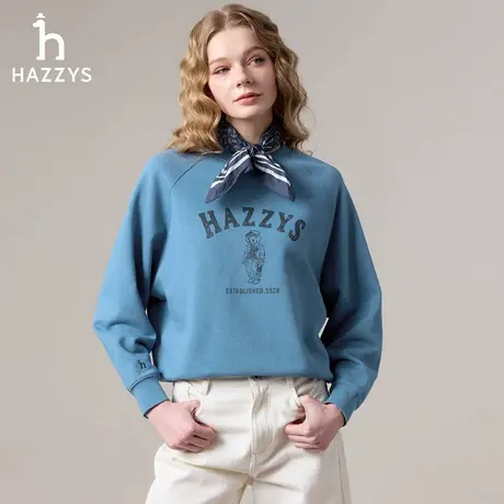 【商场同款】Hazzys哈吉斯短款长袖卫衣女士2025年秋季新款T恤图片