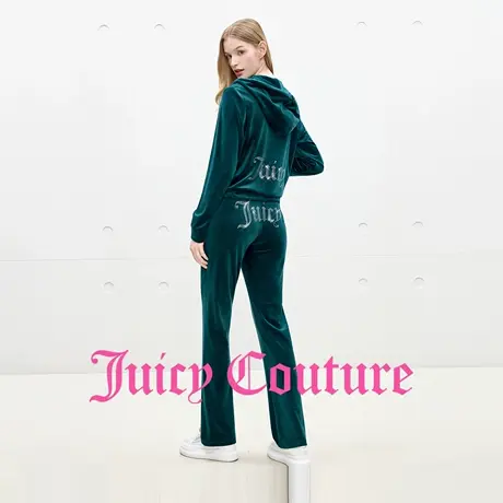 Juicy Couture橘滋休闲裤女2025年秋季新款零压弹力丝绒微喇长裤图片