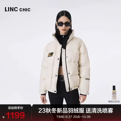 LINC金羽杰轻薄羽绒服女短款23秋冬新品酷感超轻箱型面包服1061T图片