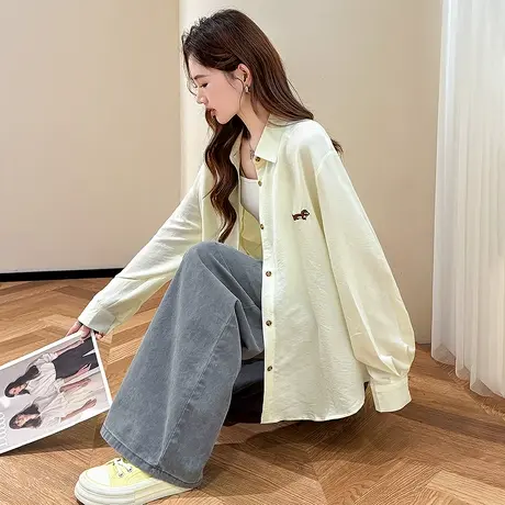 唐狮秋季衬衫女新款长袖日常百搭通勤可爱时尚高级感上衣TM图片