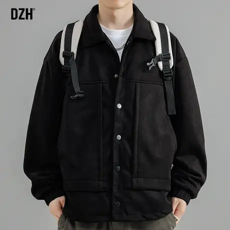 男士麂皮绒工装外套男春秋款高级感痞帅2023新款美式复古夹克男款商品大图