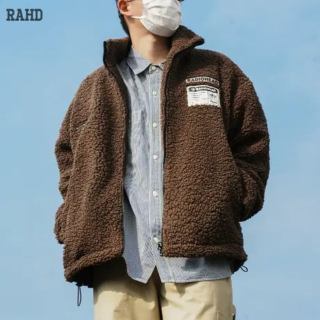Radiohead浅棕色仿羊羔绒外套男宽松休闲2022秋冬新款夹克上衣潮商品大图