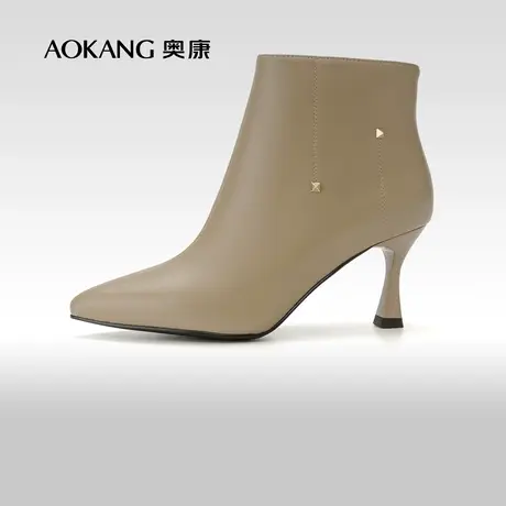奥康女鞋秋冬季时装靴气质尖头舒适百搭休闲女士靴子高跟商品大图