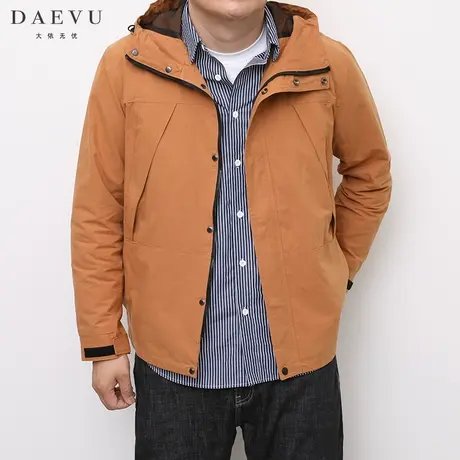 DAEVU秋新款户外日系大号潮胖子加肥加大码男士短款连帽夹克外套商品大图