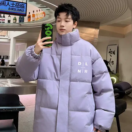 冬季美式潮牌立领羽绒棉衣男士简约加厚面包服青少年休闲百搭外套商品大图