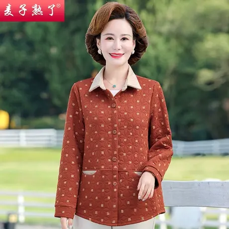 2024春装新款翻领夹克外套小个子妈妈时尚贵气上衣衬衫中老年女装商品大图
