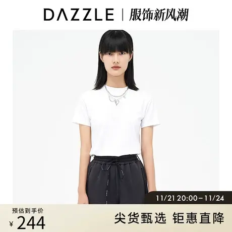 DAZZLE地素奥莱 字母刺绣休闲短袖T恤女2D4B3061C图片