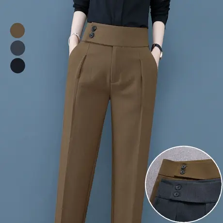 高腰哈伦裤女直筒西裤2024年春秋新款显瘦九分烟管裤小脚休闲裤子图片