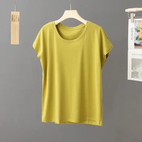 莫代尔糖果色面膜t恤女短袖夏季2024年新款冰丝宽松上衣体恤小衫图片