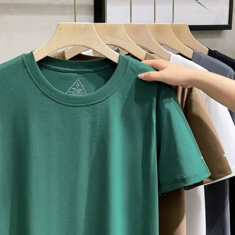 冰丝薄款基础款白色短袖T恤男夏季百搭半袖体恤男清凉透气打底衫商品大图