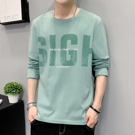 2024新款男士春季宽松圆领上衣服春秋款纯棉印花情侣长袖T恤春装商品大图