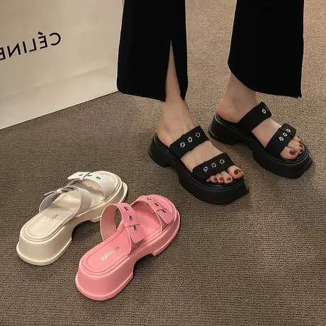 设计感小众厚底增高凉拖鞋女外穿2023年夏季新款休闲学生沙滩拖鞋商品大图