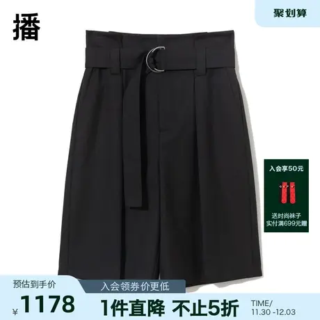 播西装短裤女商场同款高腰显瘦气质通勤五分裤BDQ3KD1677图片